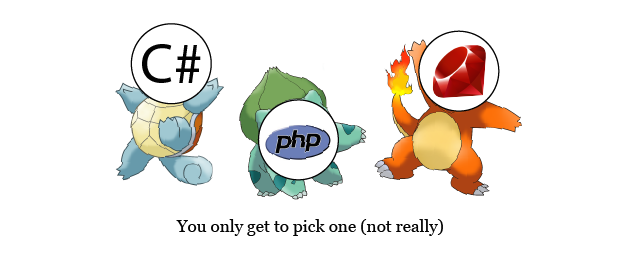 C# versus PHP versus Ruby as pokemon