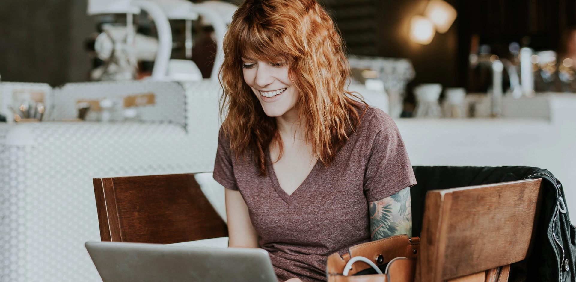 Woman working on laptop