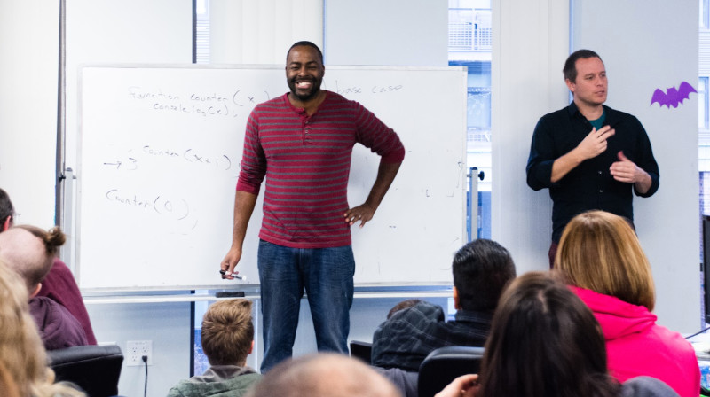 Instructor teaching in a Coding Dojo bootcamp