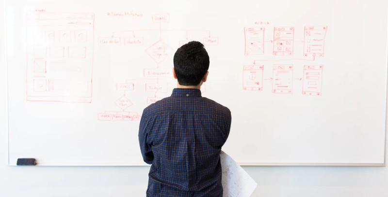 Man looking at a whiteboard