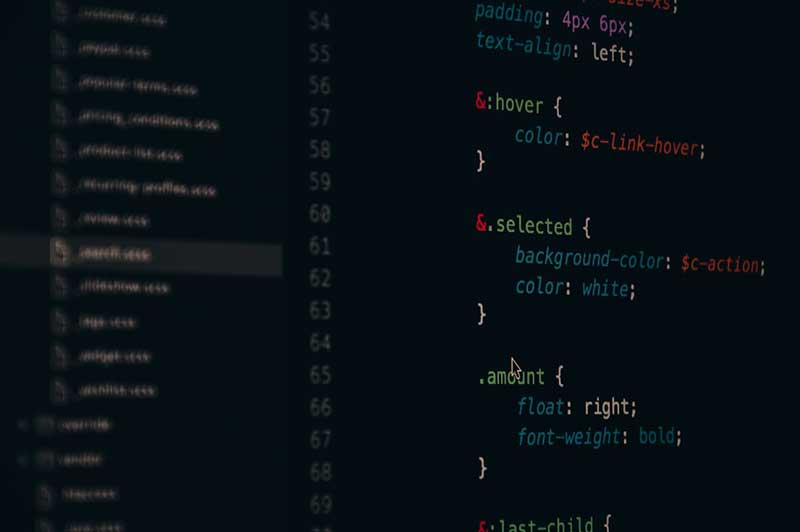 Computer code on a screen