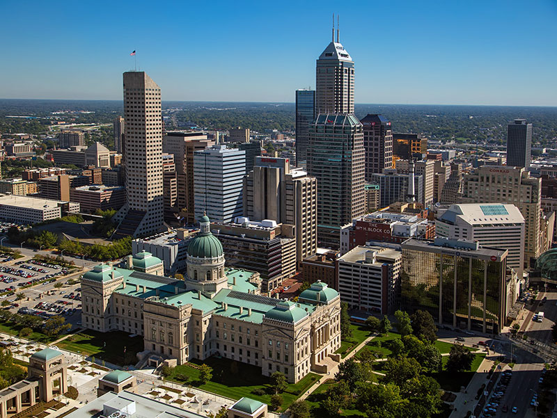 Aerial view of Indianapolis, IN