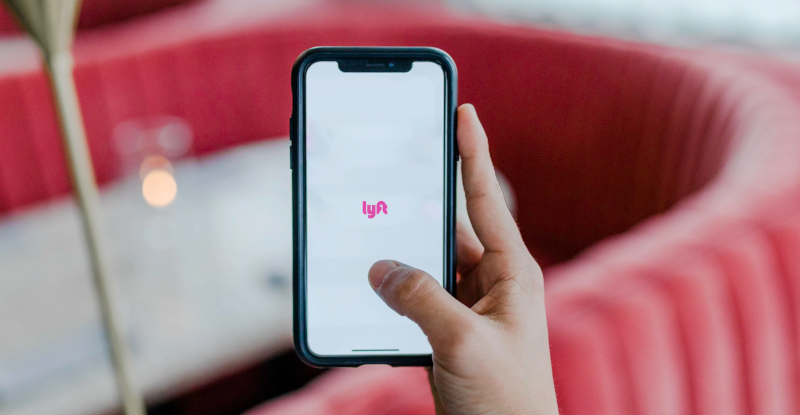 Phone with Lyft app open