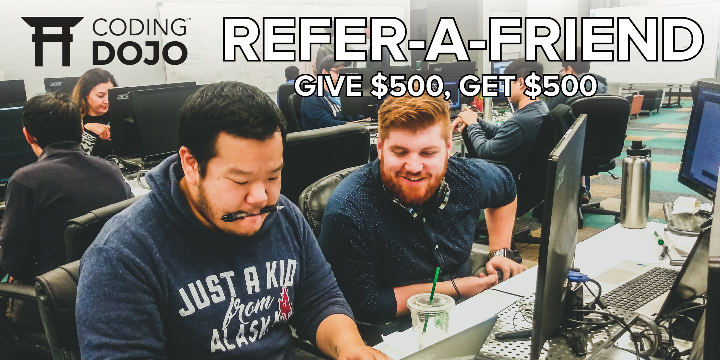 Coding Dojos referral program is back in a big way: Give $500, Get $500.