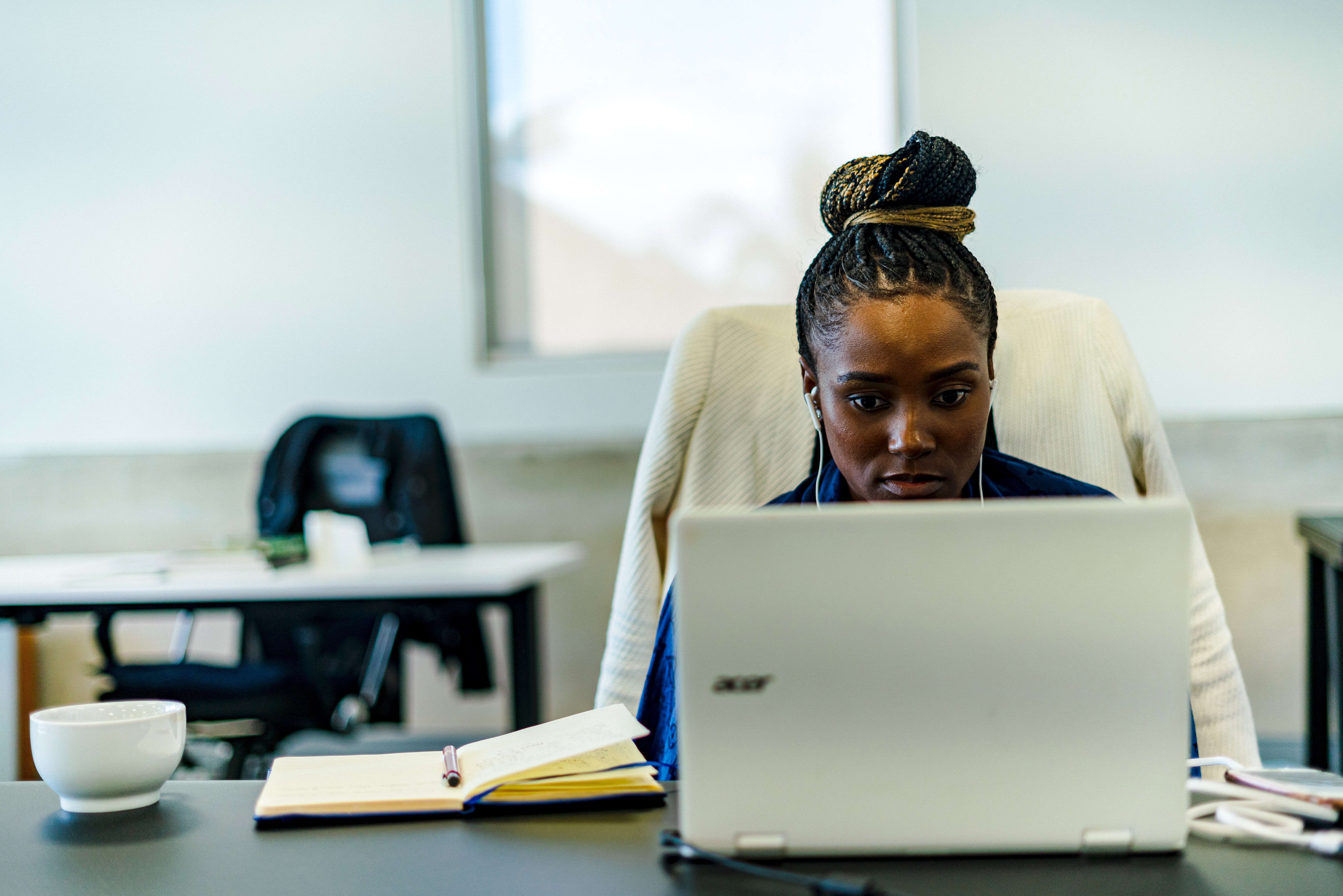 Woman working in software development